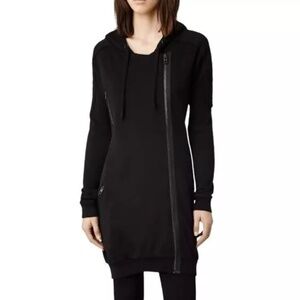 AllSaints Black Ridley Hoodie Jacket Moto Zip Up